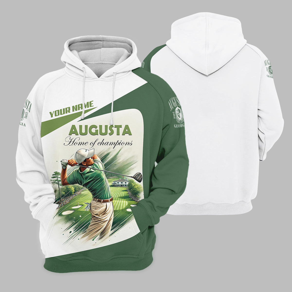 Custom Augusta Golfer Home Of Champions Men's Golf Polo ShirtMens Golf Gift, Mens Golf Shirt