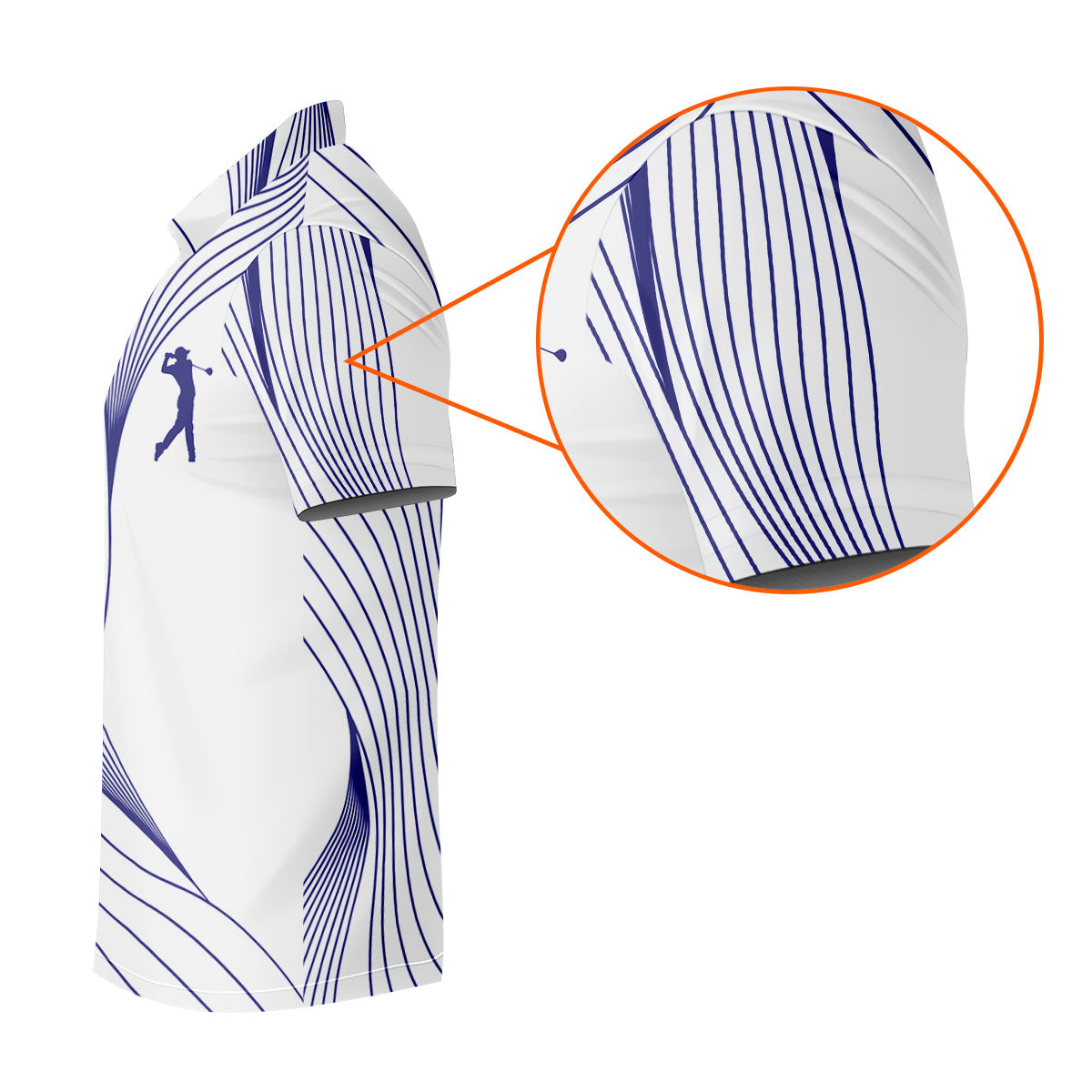 Geometric Line Wavy Line Purple And White Golf Shirts For Men, Men's Golf Shirt, Polo Shirt Men