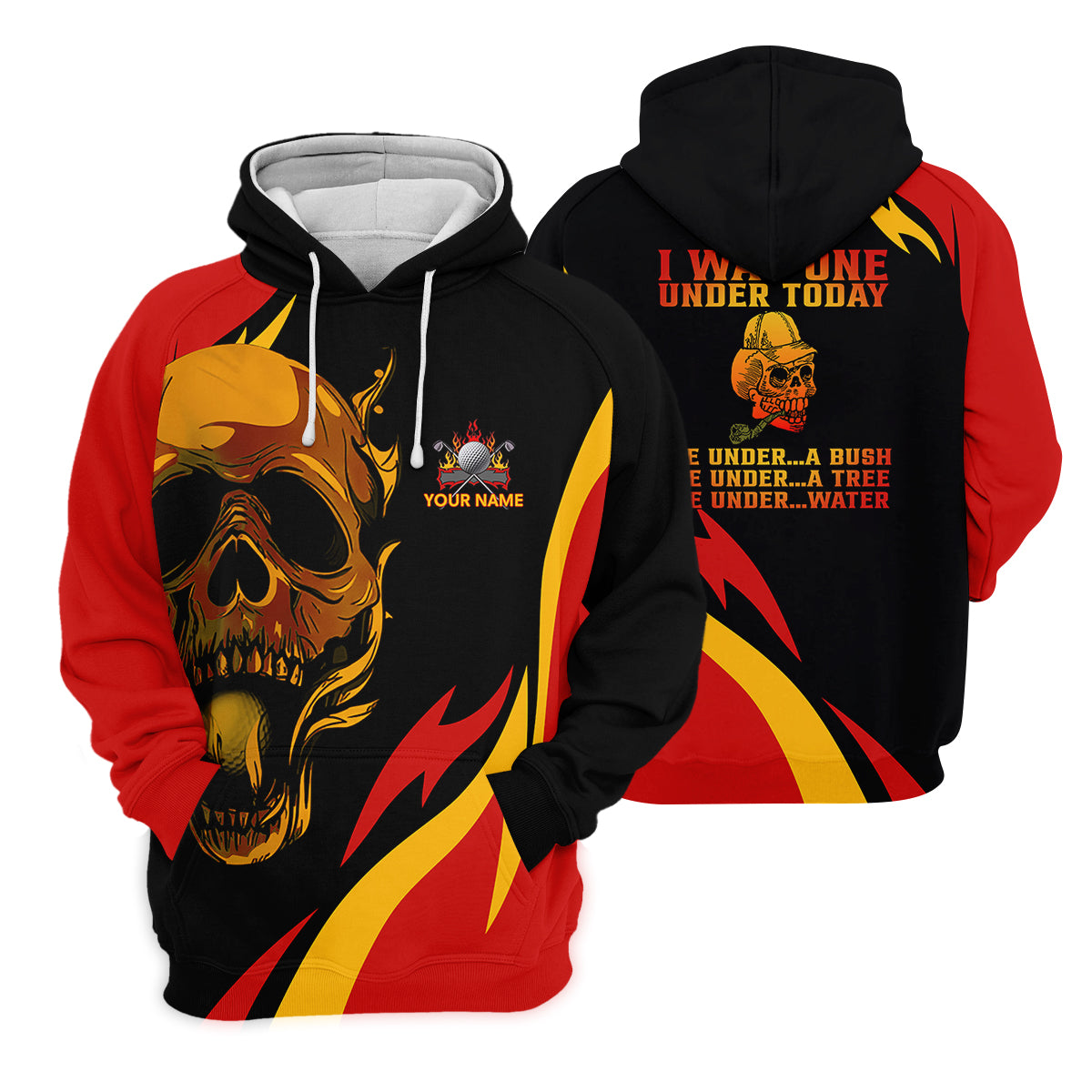 Custom Fire Skull Men's Golf Polo ShirtMens Golf Gift, Funny Golf Shirt