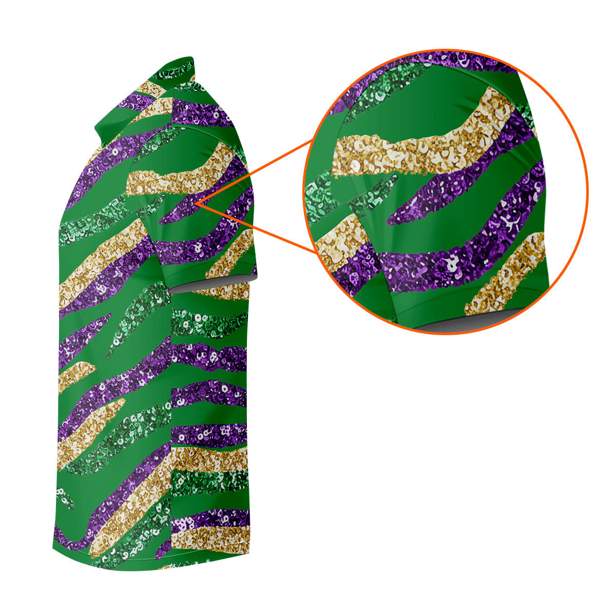 Purple Green Gold Sequin Pattern Green Golf Shirt, Mardi Gras Golf Shirt, Polo ShirtFor Men