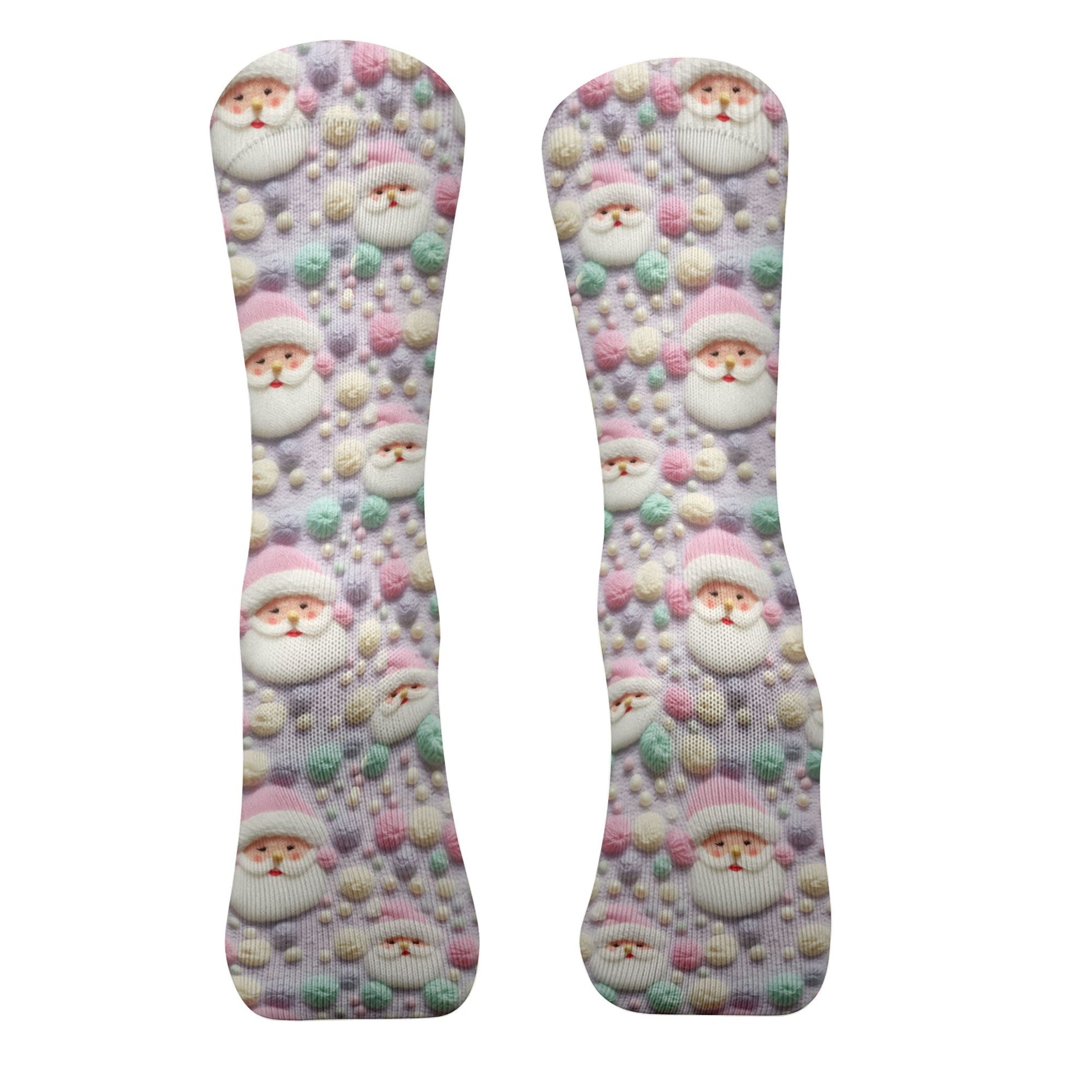 Knit Santa Pastel Pattern Golf Sock, Funny Golf Socks, Christmas Golf Gift, Golf Accessory