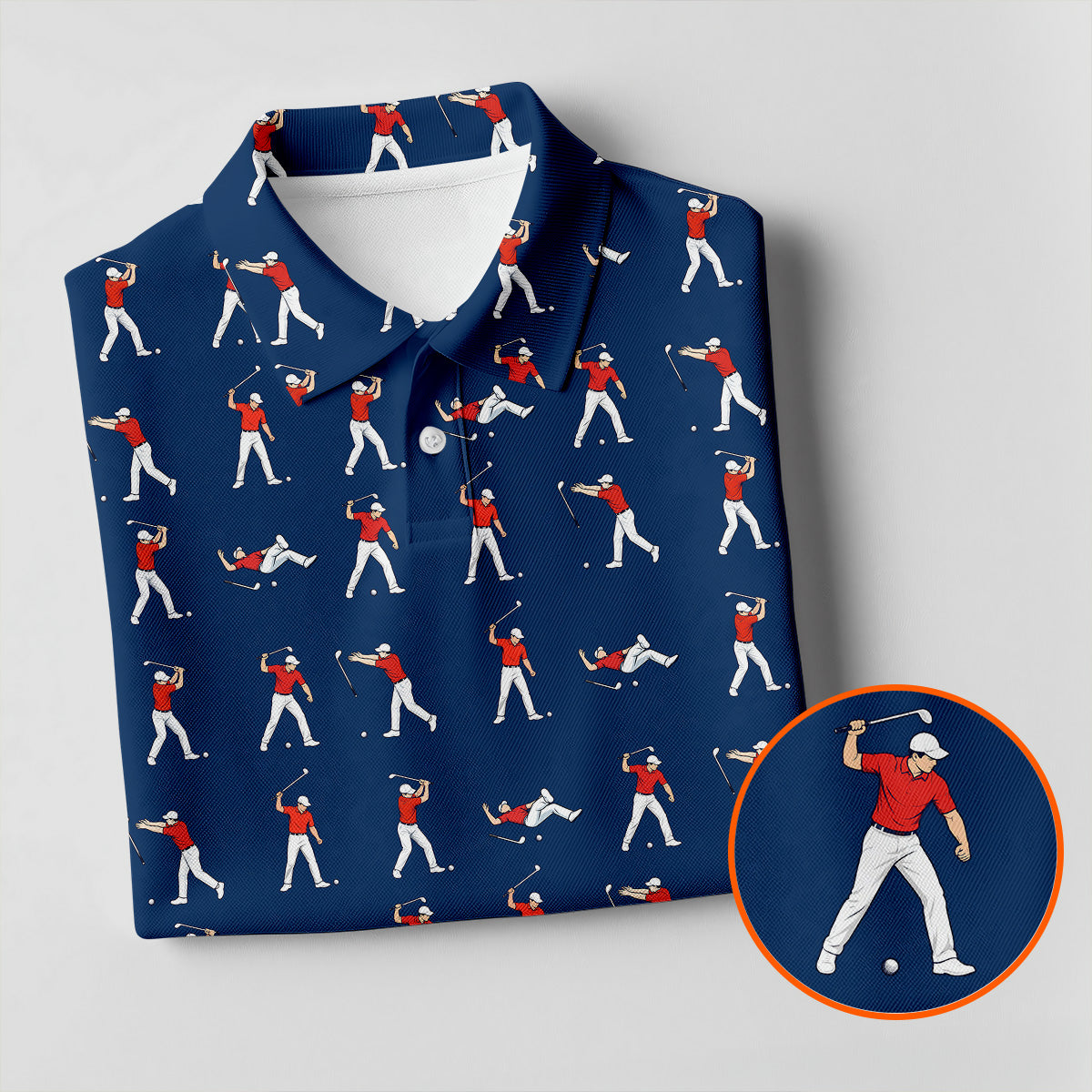 Cartoon Figures Golf Pose Navy Golf Shirt, Ladies Golf Shirts, Golf Shirt For Women, Ladies Golf Polos
