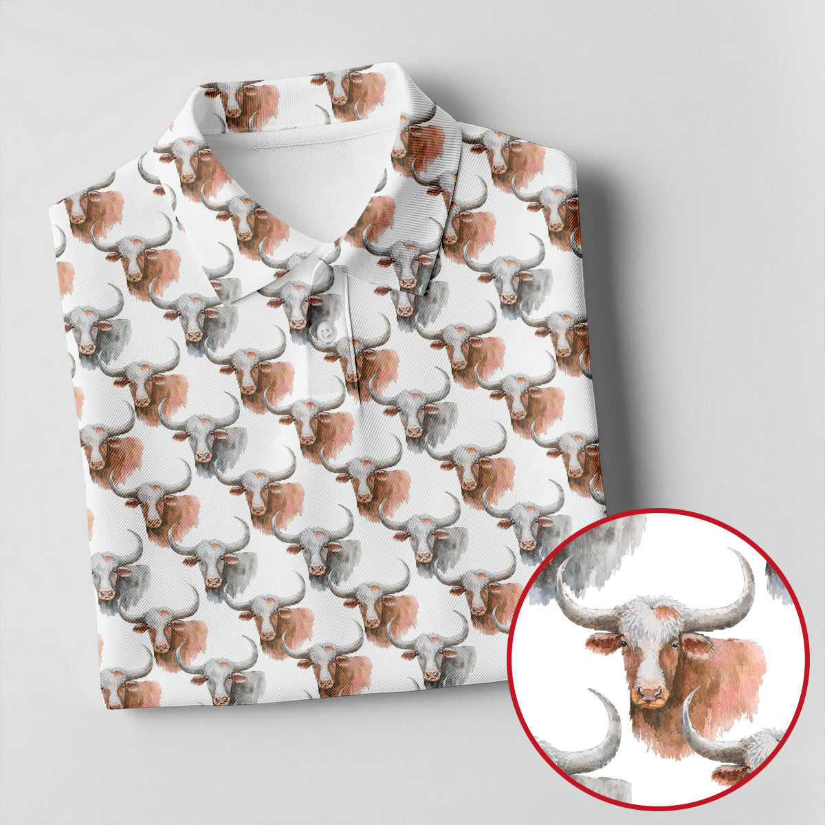 Longhorn Watercolor Pattern Golf Polo Shirt, Golf Tops For Women, Hawaiian Golf Shirt