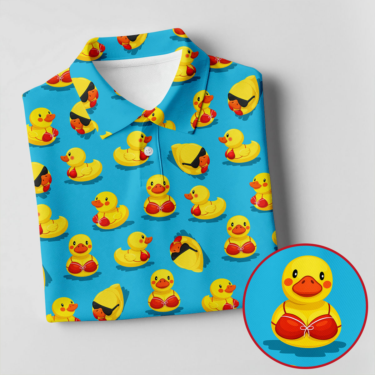 Funny Bikini Rubber Duck Golf Polo Shirt, Golf Shirts For Women, Women’s Golf Polo