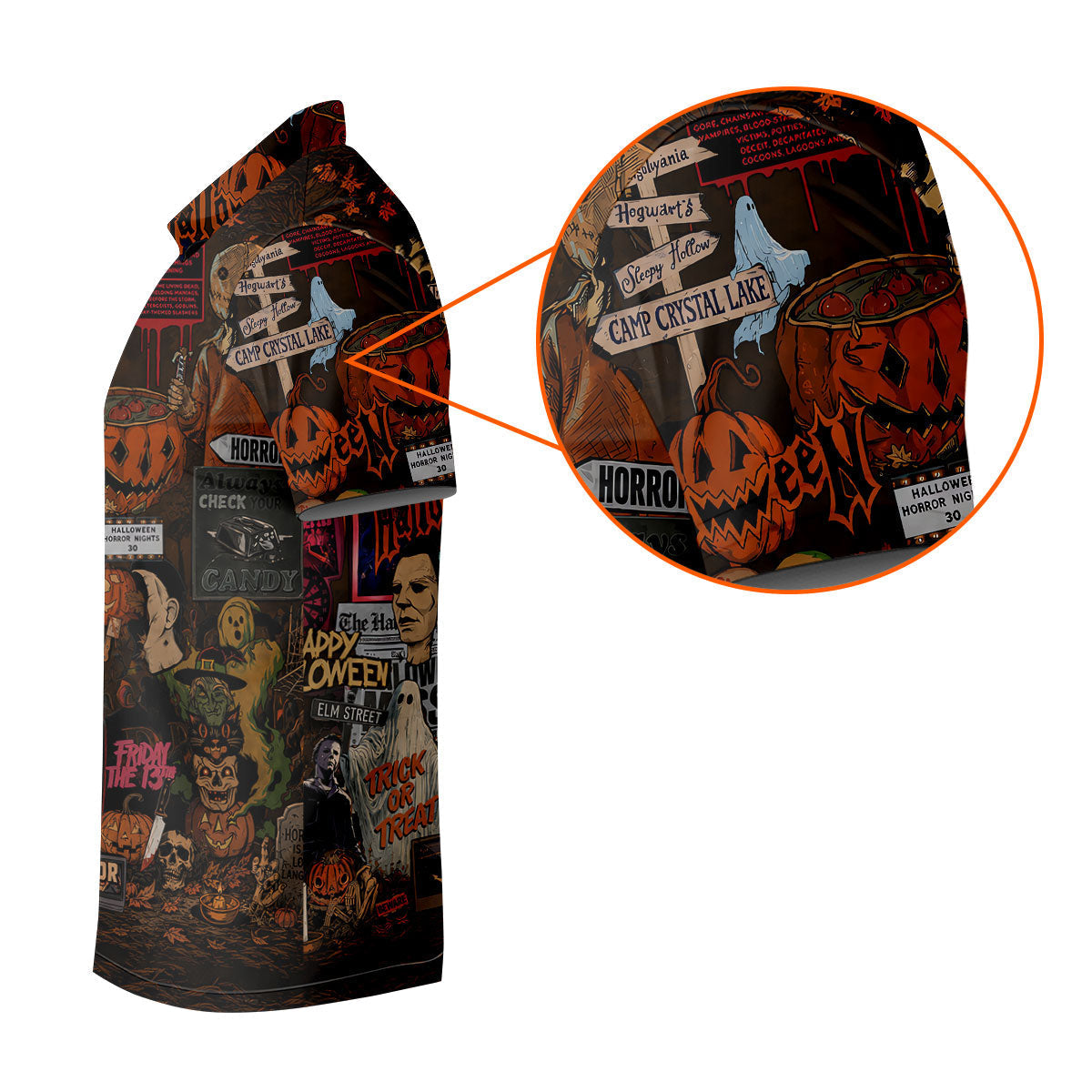 Horror Character Halloween Collage Golf Polo Shirt, Womens Golf Apparel, Ladies Golf Tops