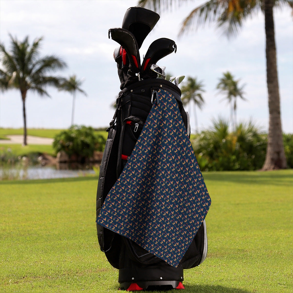 Merry Woofmas German Shepherd Golf Towels, Christmas Dog Pattern Golf Towel, Xmas Golf Gift For Dog Lovers