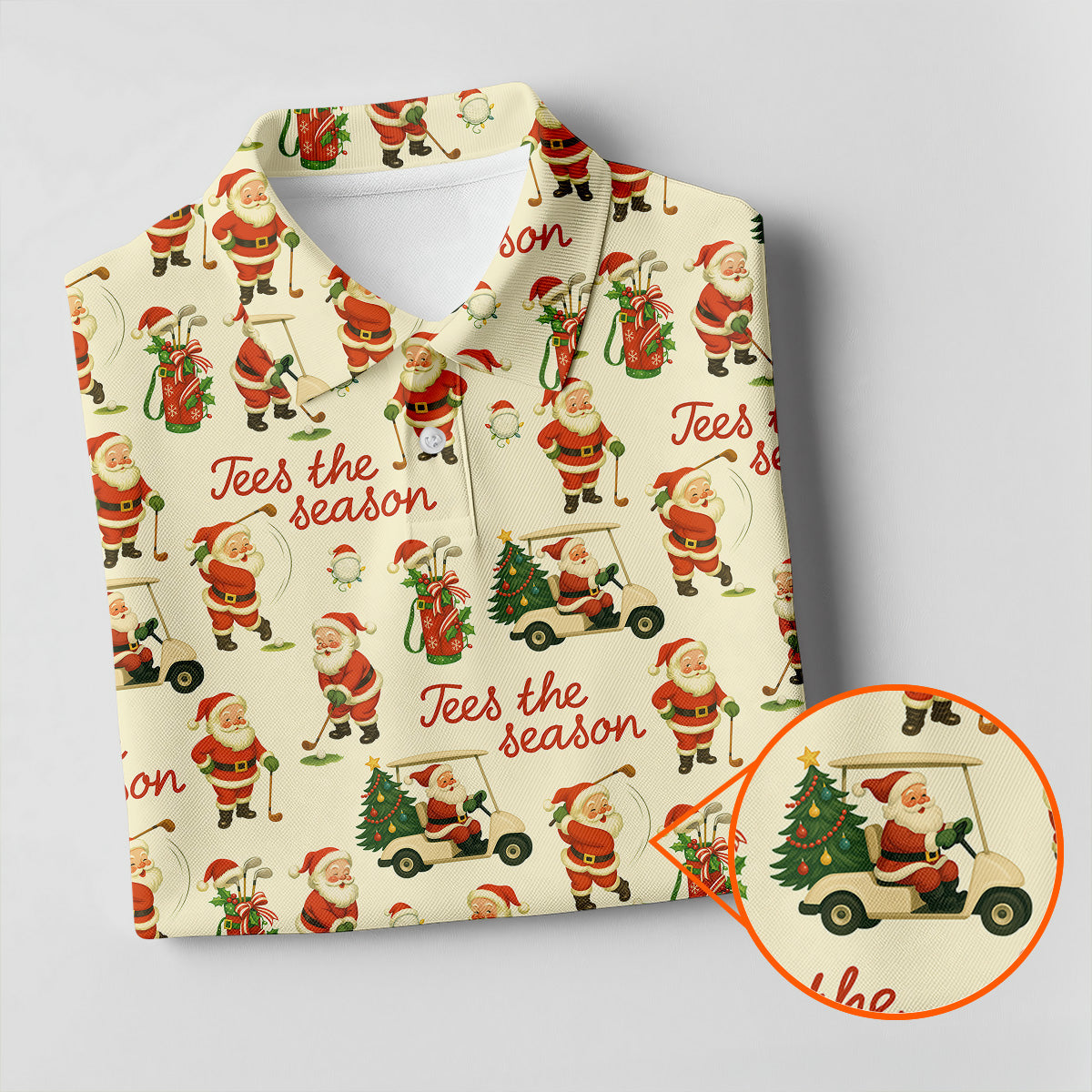 Tees The Season Funny Santa Claus Golf Tops For Men, Christmas Golf Shirt, Polo ShirtFor Men, Golf Gift For Men