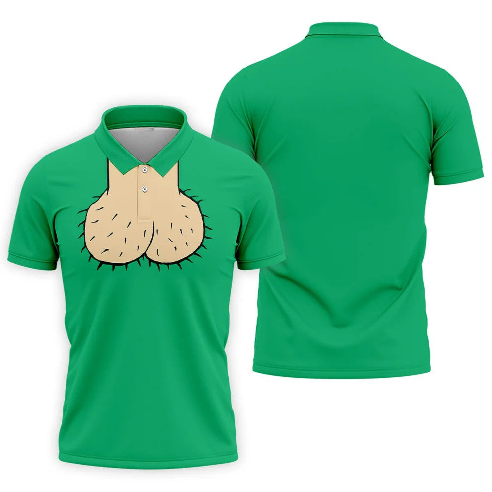 Green Funny Dickhead Faux Chest Golf Shirt, Men's Golf Shirt, Mens Polo Shirts