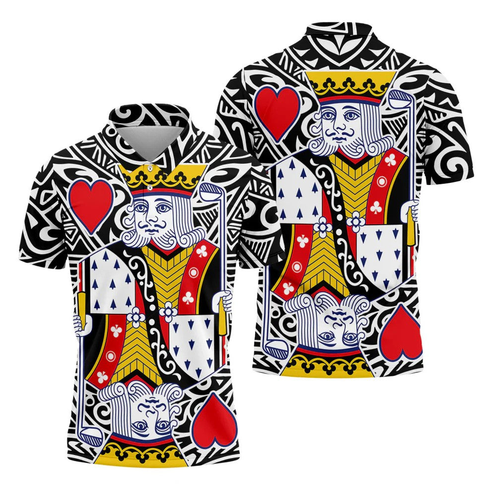 King Of Hearts Playing Card Golf Shirt, Men's Golf Shirt, Hawaiian Golf Shirt, Polo Shirts For Men