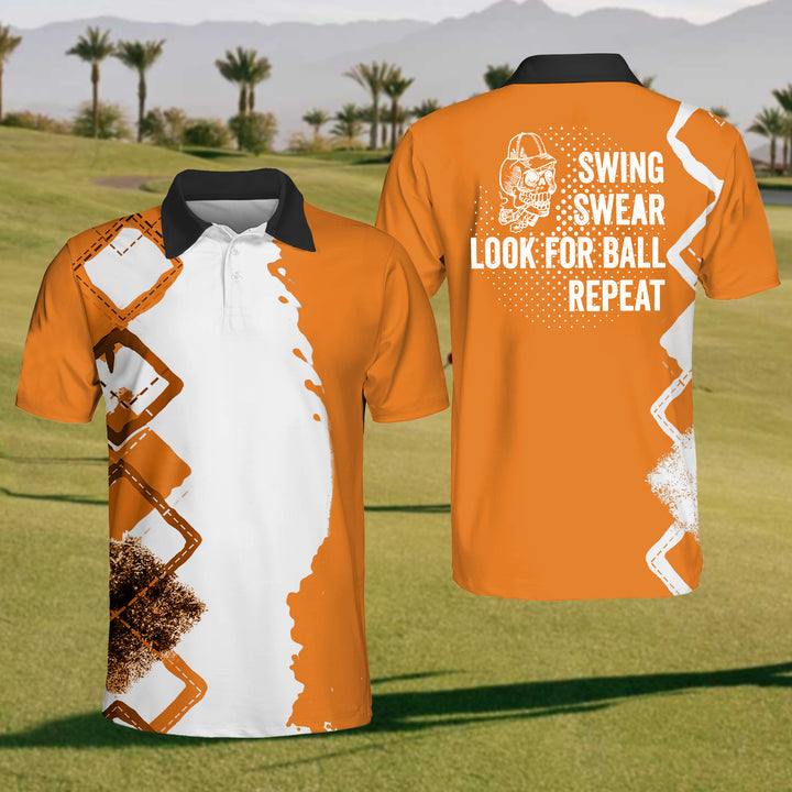 Swing, Swear, Looking For The Ball Men’s Golf Polo Shirtens Goft Gift, Gift For Golf Lovers