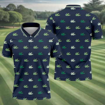 Navy Crocodile Pattern Golf Shirt, Mens Polo Shirt, Golf Shirts For Men, Performance Golf Shirt