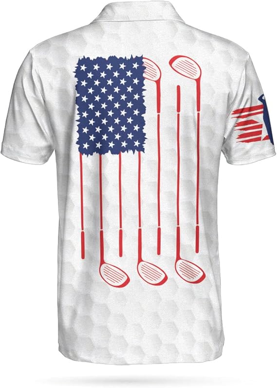 American Flag Men's Golf Polo ShirtPatriotic Golf Shirt, Gift For Golfers