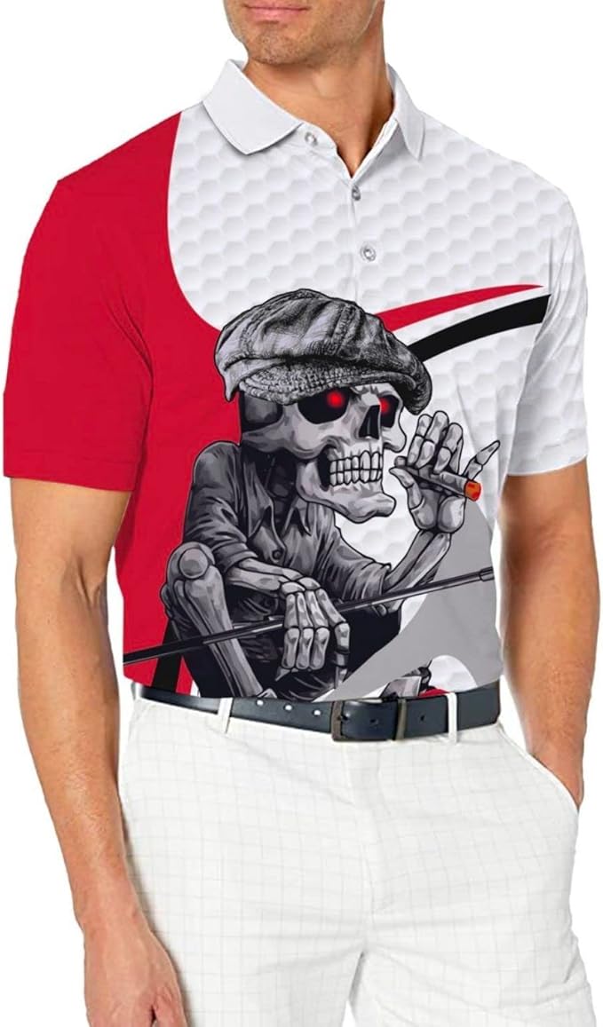 Skull Men's Golf Polo ShirtFunny Skull Golf Shirt, Dad Golf Gift