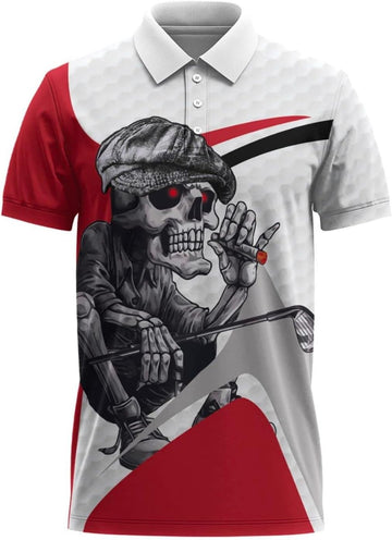 Skull Men's Golf Polo ShirtFunny Skull Golf Shirt, Dad Golf Gift