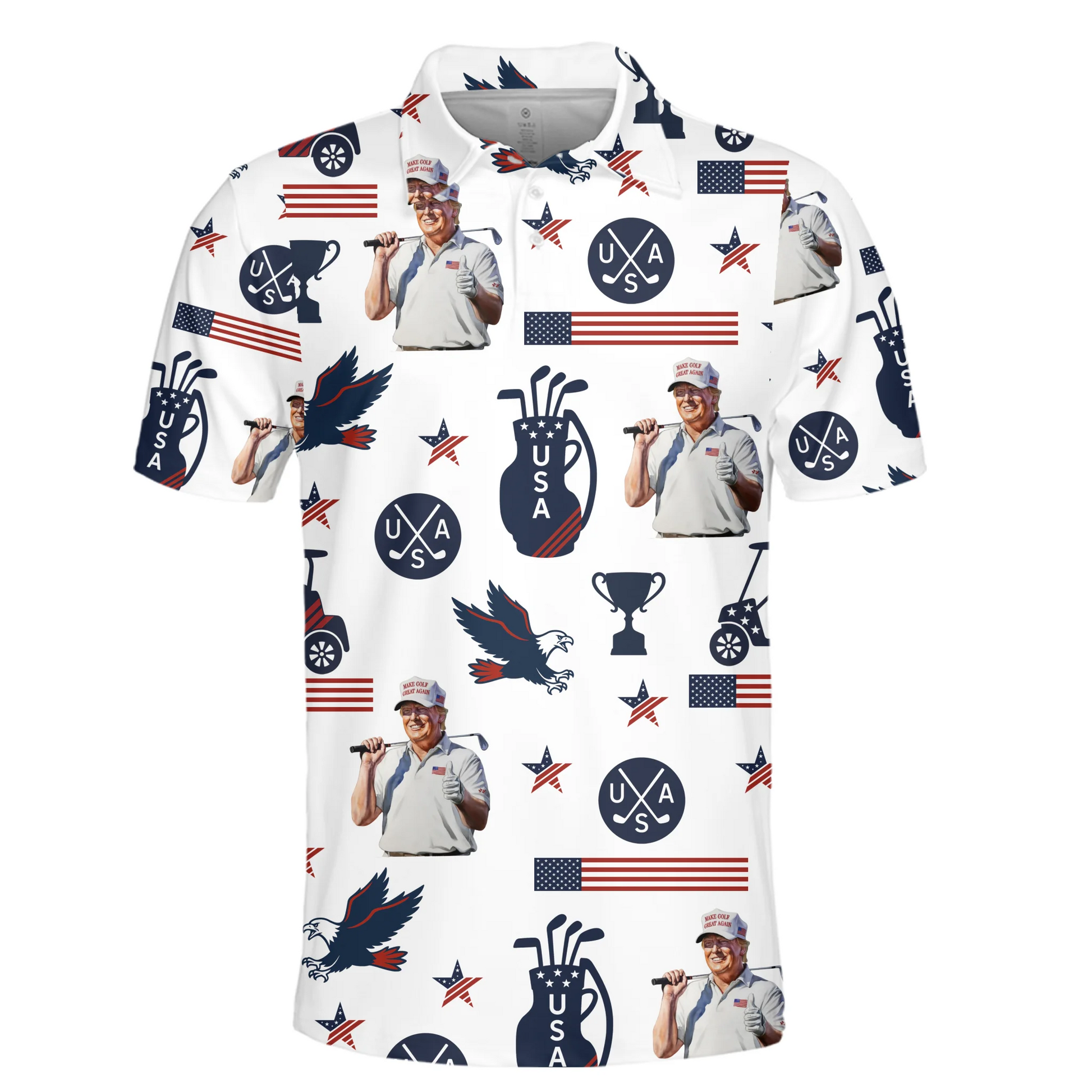 In Golf We Trust 2025, US Patriotic Pride Men's Golf Polo ShirtPatriotic Golf Shirt, USA Golf Shirt