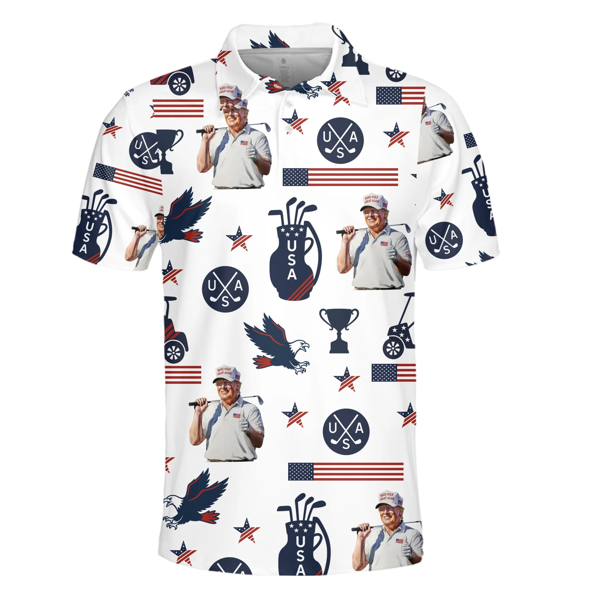In Golf We Trust 2025, US Patriotic Pride Men's Golf Polo ShirtPatriotic Golf Shirt, USA Golf Shirt