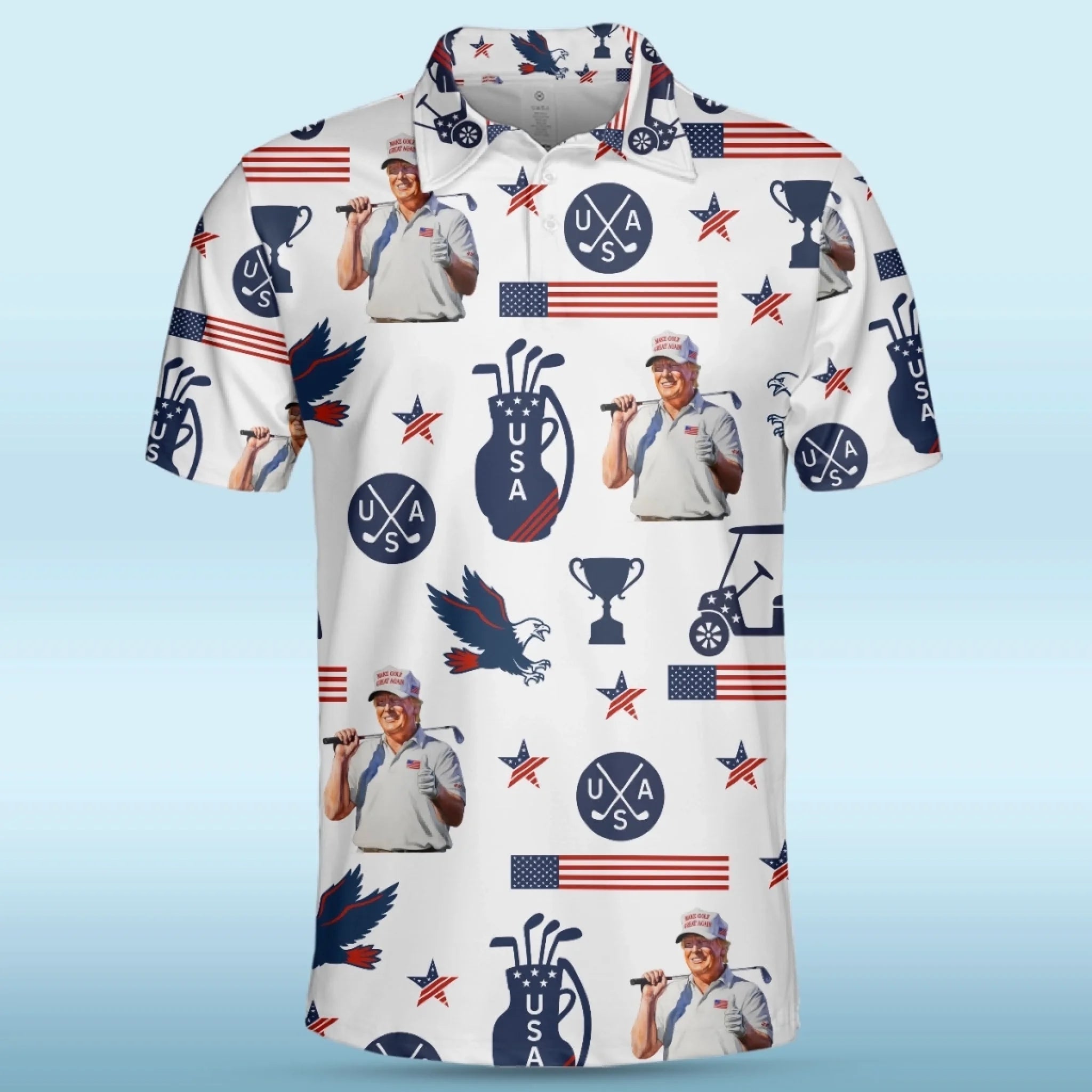 In Golf We Trust 2025, US Patriotic Pride Men's Golf Polo ShirtPatriotic Golf Shirt, USA Golf Shirt