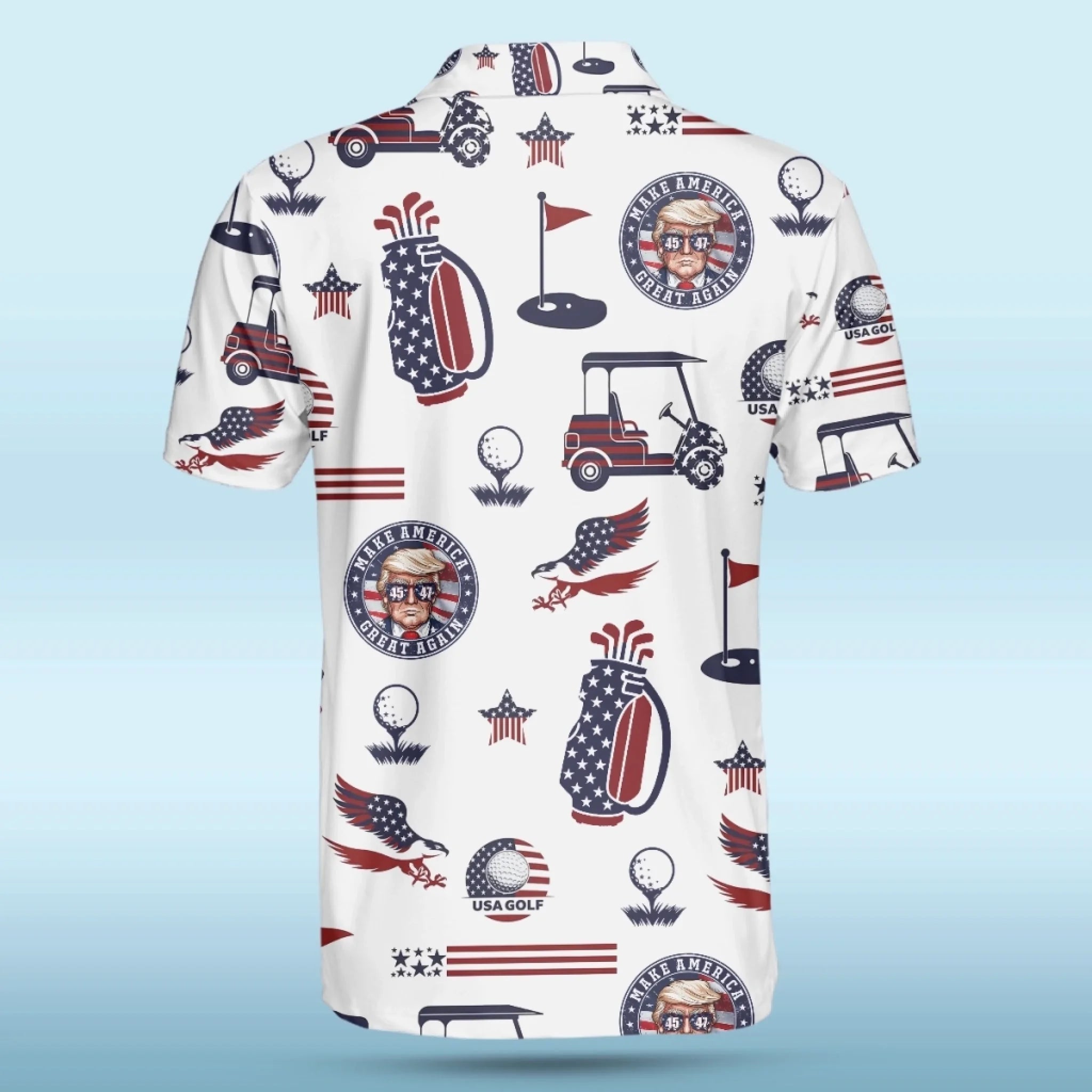 Tee Off Like A President Polo ShirtUS Patriotic Pride Men's Golf Polo ShirtPatriotic Golf Shirt