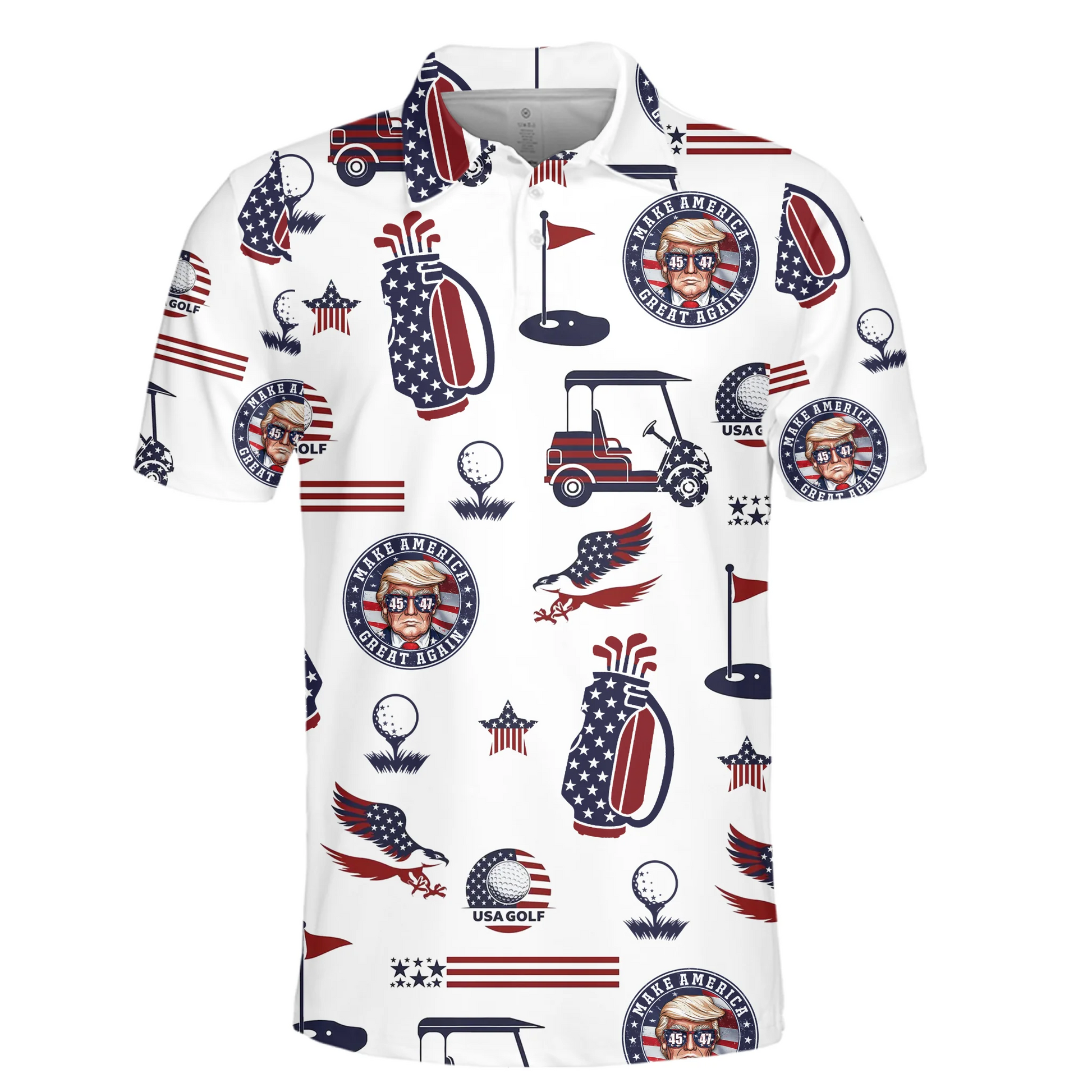 Tee Off Like A President Polo ShirtUS Patriotic Pride Men's Golf Polo ShirtPatriotic Golf Shirt