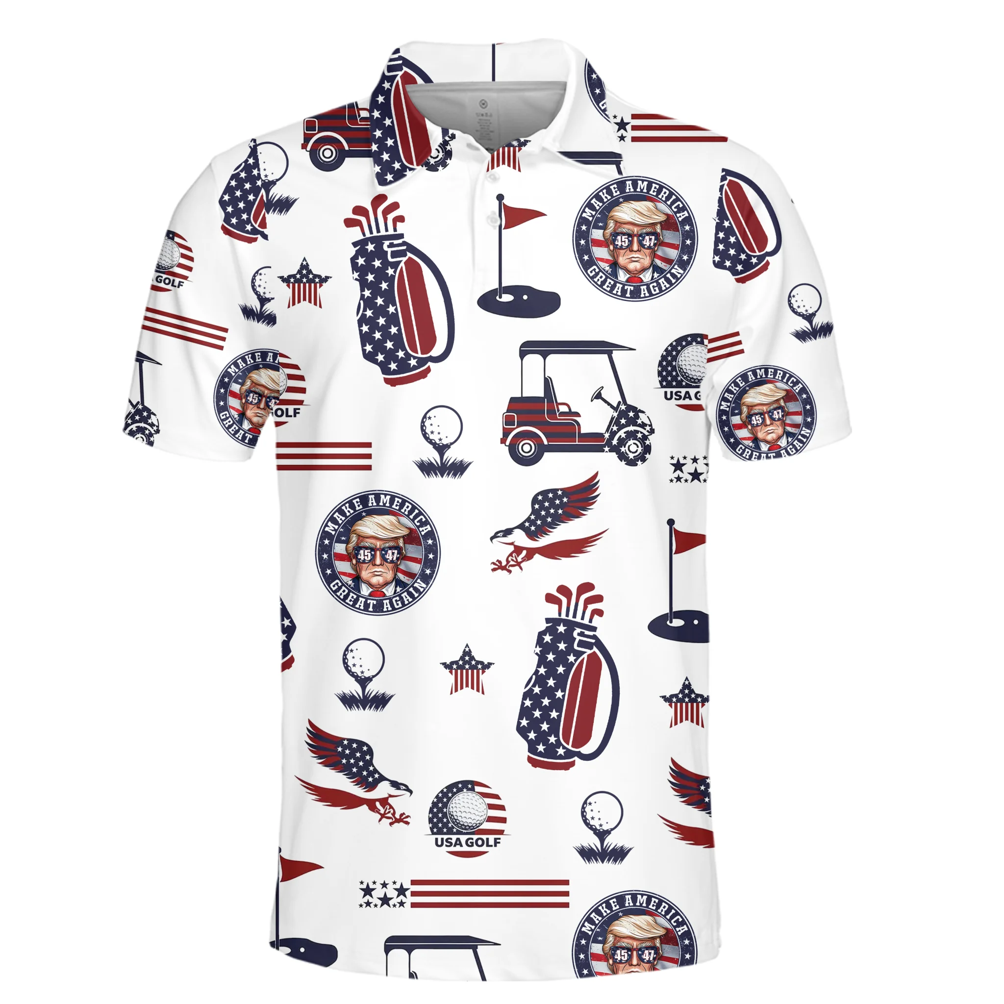 Tee Off Like A President Polo ShirtUS Patriotic Pride Men's Golf Polo ShirtPatriotic Golf Shirt