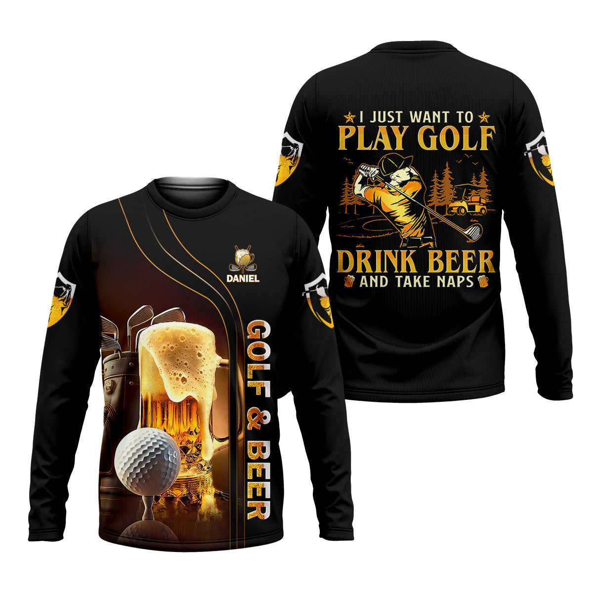 I Just Wanna Play Golf And Drink Beer Custom Golf Polo ShirtMens Golf Gift, Golf Lover Gift