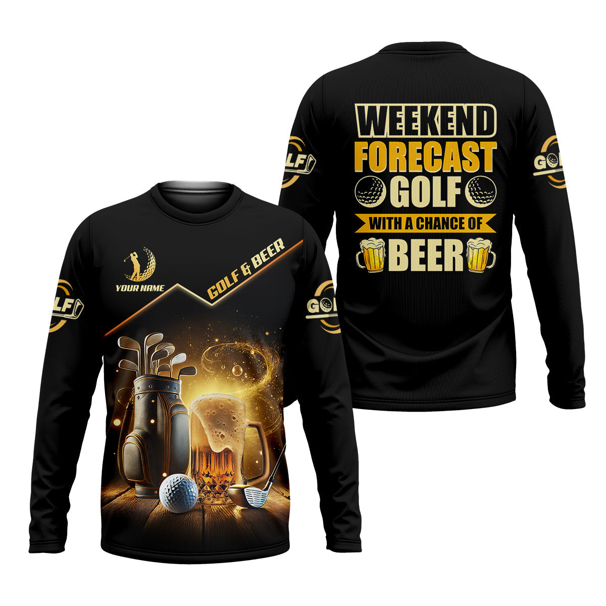 Golf And Beer Custom Men's Golf Polo ShirtBeer Golf Shirt, Gift For Golfers