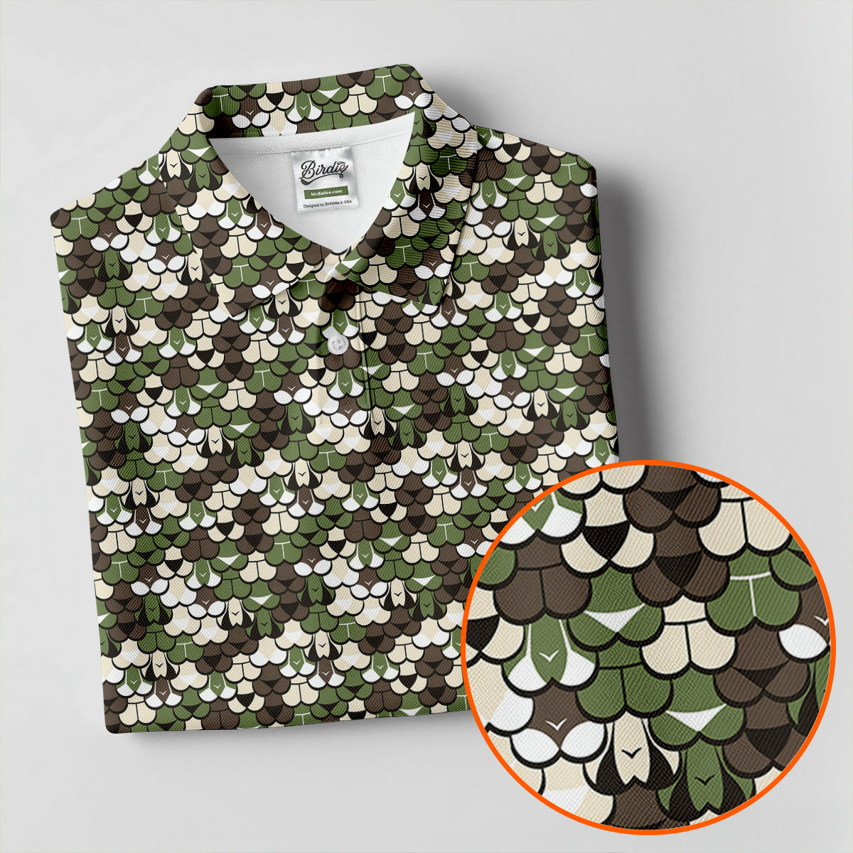 Adult Humor Mermaid Scale Golf Shirt, Woodland Scale Pattern Polo, Polo Shirts For Women