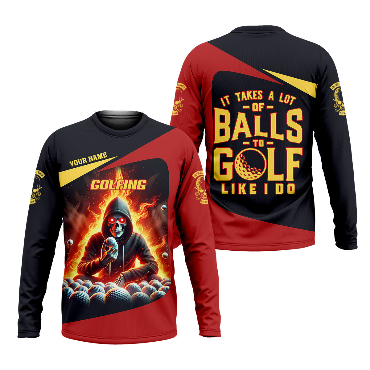 It Takes A Lot of Balls to Golf Like I Do Custom Skull Funny Golf Polo ShirtDad Golf Gifts