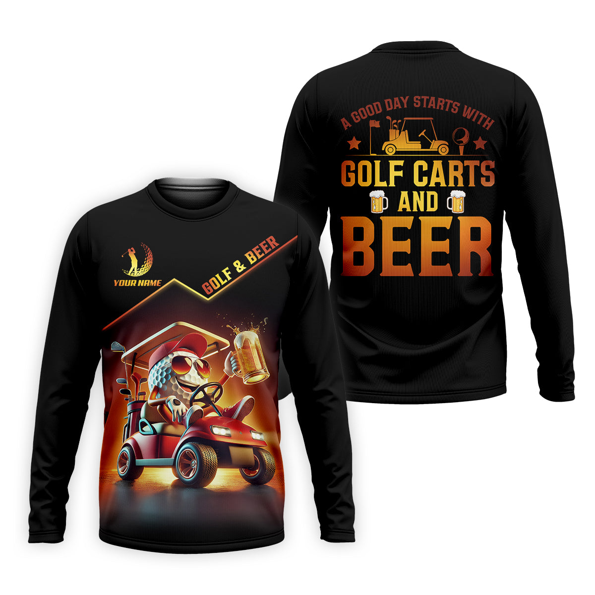 A Good Day Starts With Golf Carts And Beer Funny Golf Polo ShirtChristmas Golf Gift