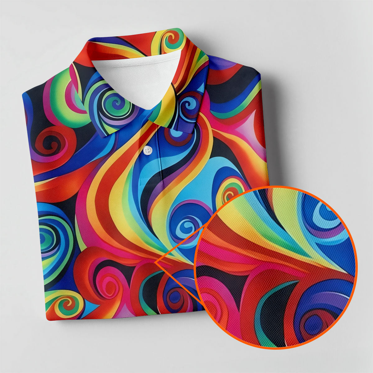 Colorful Rainbow Swirl Abstract Golf Shirt, Men's Golf Shirt, Golf Polo Shirts For Men, Men's Golf Apparel