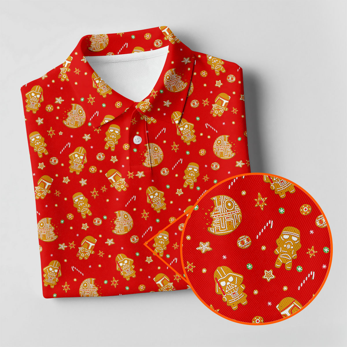 Gingerbread Character Christmas Golf Shirt, Red Golf Shirt, Fun Women's Golf Shirts, Golf Gift For Ladies