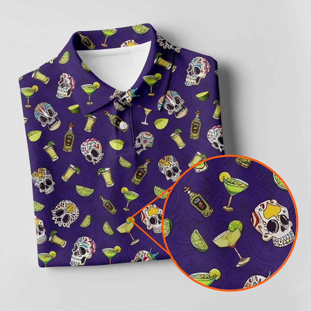 Decorated Sugar Skulls Cinco De Mayo Celebration Fiesta Themed The Purple Haze Golf Shirts For Men