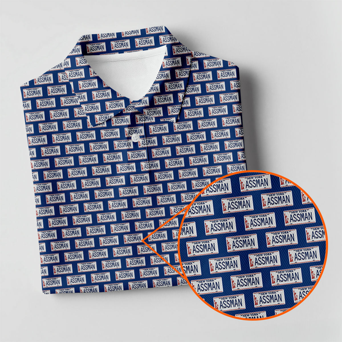 Blue New York Assman Pattern Polo Shirt, Mens Golf Polo, Hawaiian Golf Shirt, Golf Apparel For Men