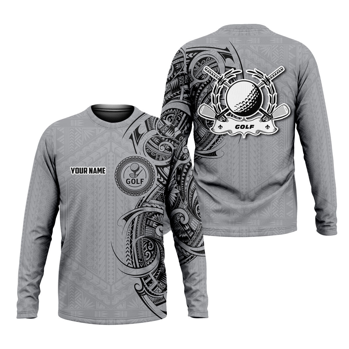 Strike Grey Tribal Tattoo Custom Men's Golf Polo ShirtFunny Golf Shirt, Dad Golf Gift