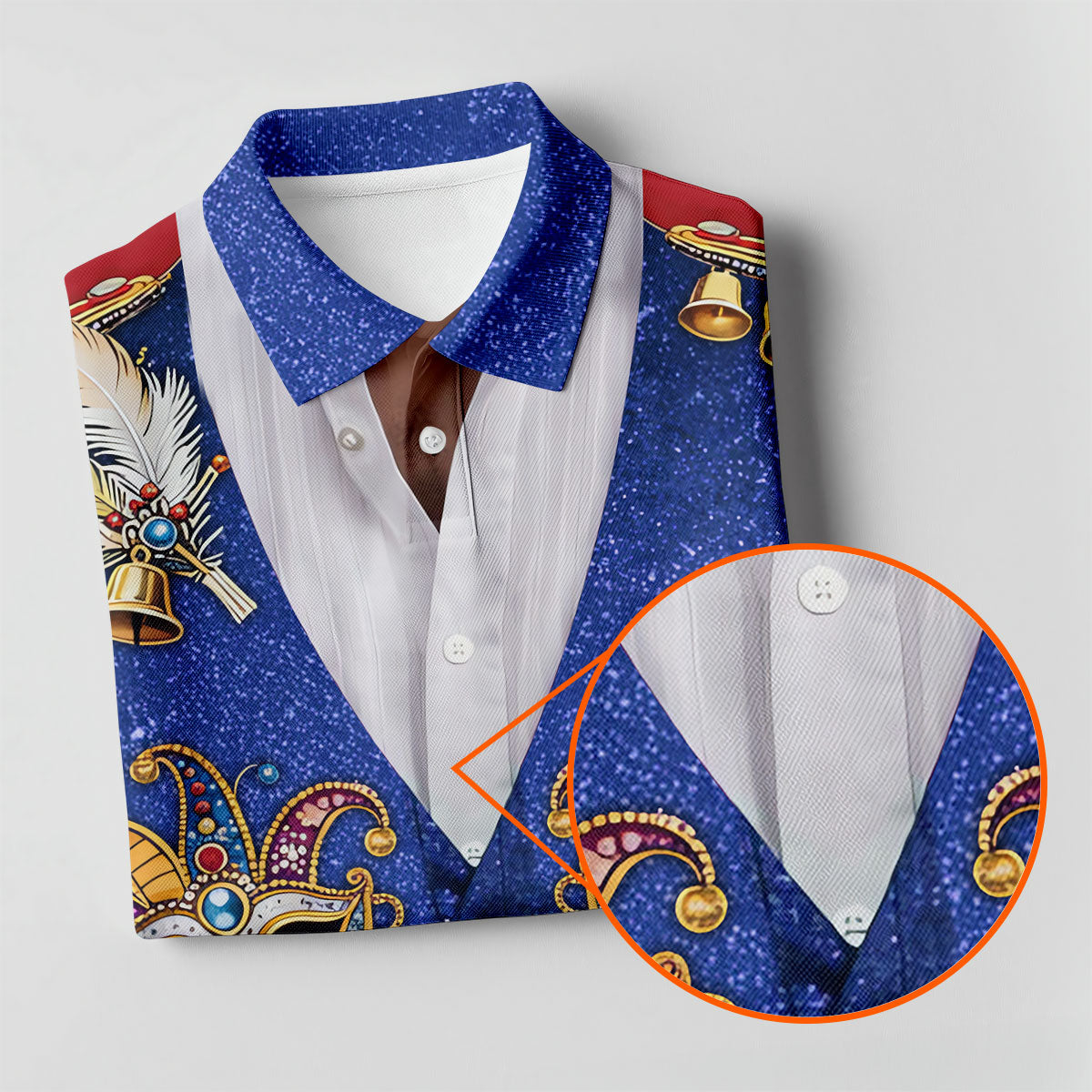 Masquerade Mask Feather Mardi Gras Glitter Print Blue Golf Shirt, Polo ShirtFor Men, Golf Shirts For Men