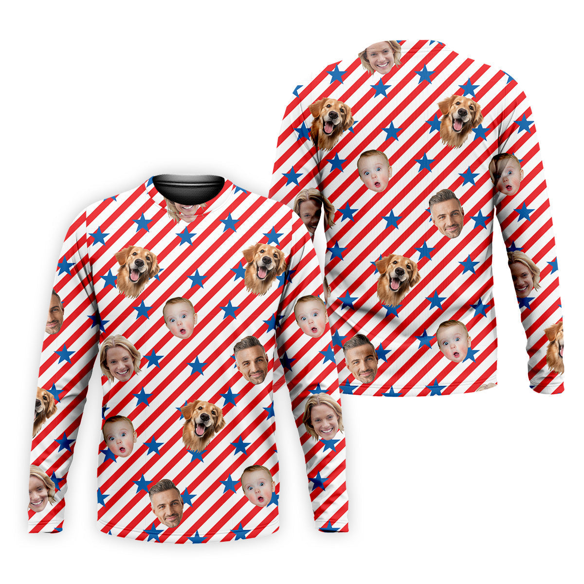 4th Of July Golf Polo, Custom Independence Days Shirts With Faces, Men's Golf Polo Shirt