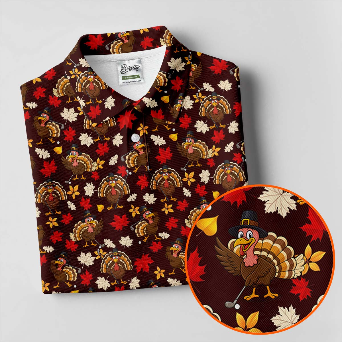 Funny Thanksgiving Turkey Golf Pose Women Golf Top, Ladies Golf Polos, Golf Gifts For Women