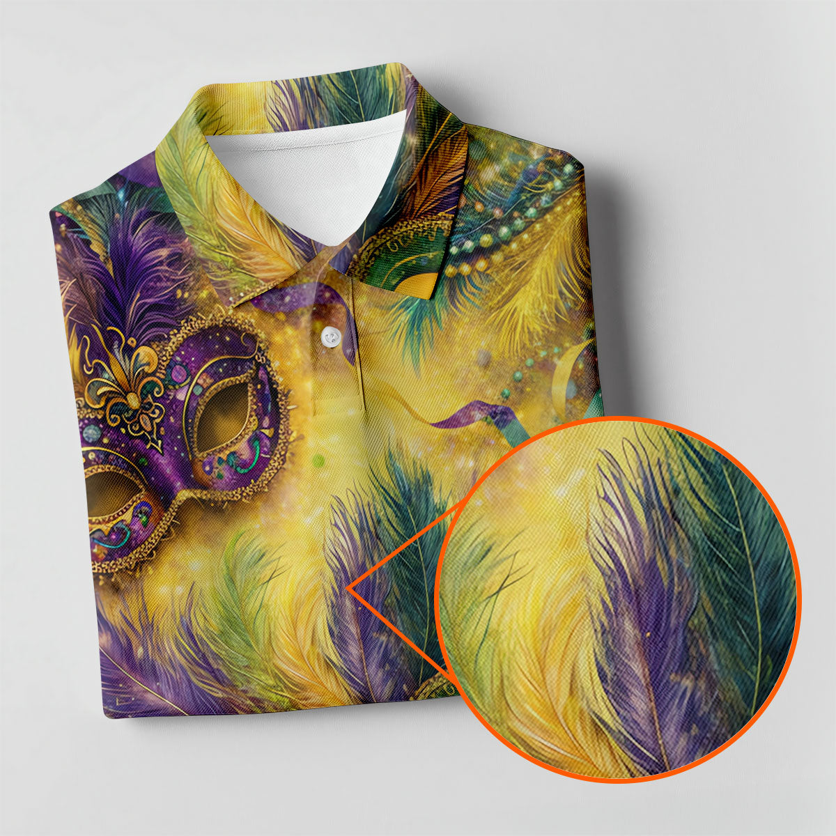 Masquerade Mask Beads Chain Sparkling Effect Mardi Gras Golf Shirt, Polo ShirtFor Men, Golf Shirts For Men