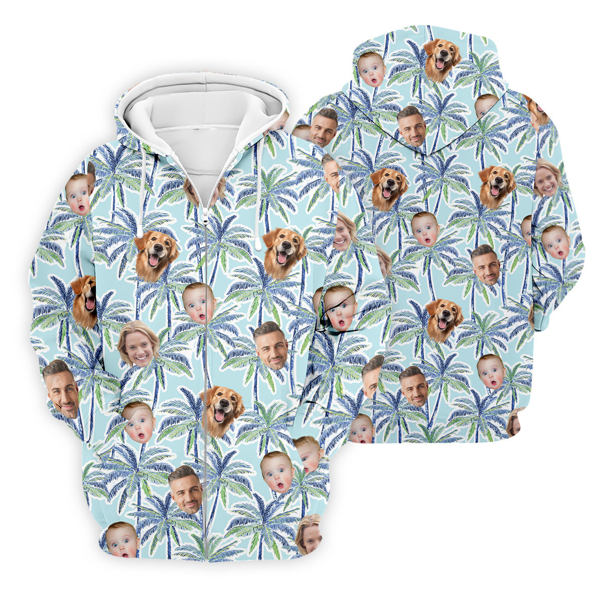 Vintage Aloha Shirts, Men Palm Tree Shirt, Men Golf Polo, Custom Hawaiian Shirt With Face, Tropical Beach