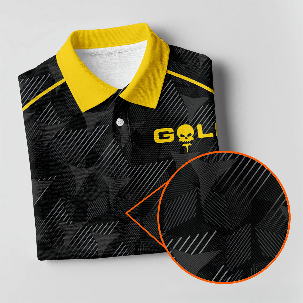 Abstract Triangle Black Yellow Golf Tops For Men, Father's Day Golf Gift, Polo Shirtor Men