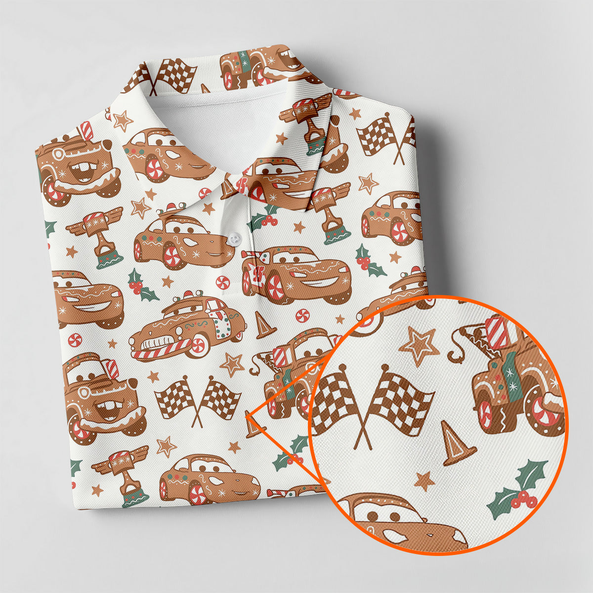 Funny Christmas Animation Car Women's Golf Shirts, Ladies Golf Tops, Golf Gifts For Women, Christmas Golf Shirt