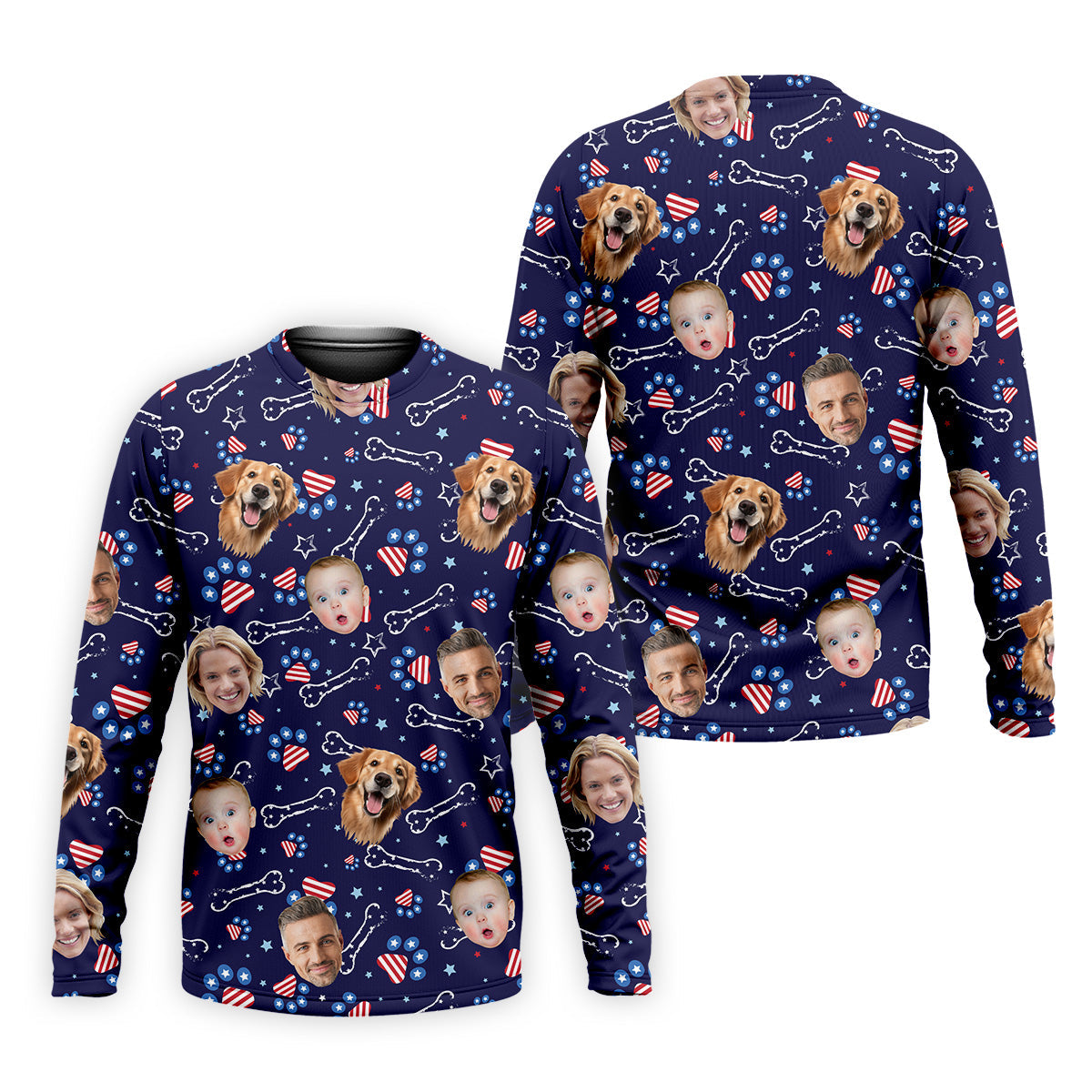 USA Custom Shirts With Faces, Men's Golf Polo ShirtMen's 4th Of July Shirts, USA Golf Shirt