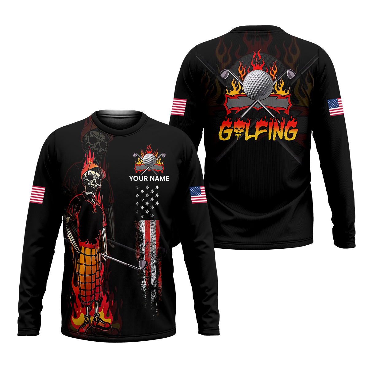 Custom Skull Golf Polo ShirtMens Golf Gift, Funny Golf Shirt