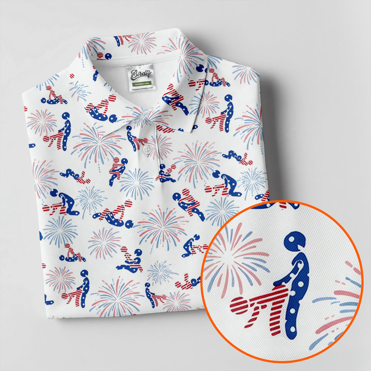 US Flag Pattern Naughty Couple Stick Figures Funny Golf Shirt, 250 Years Golf Shirt For Women