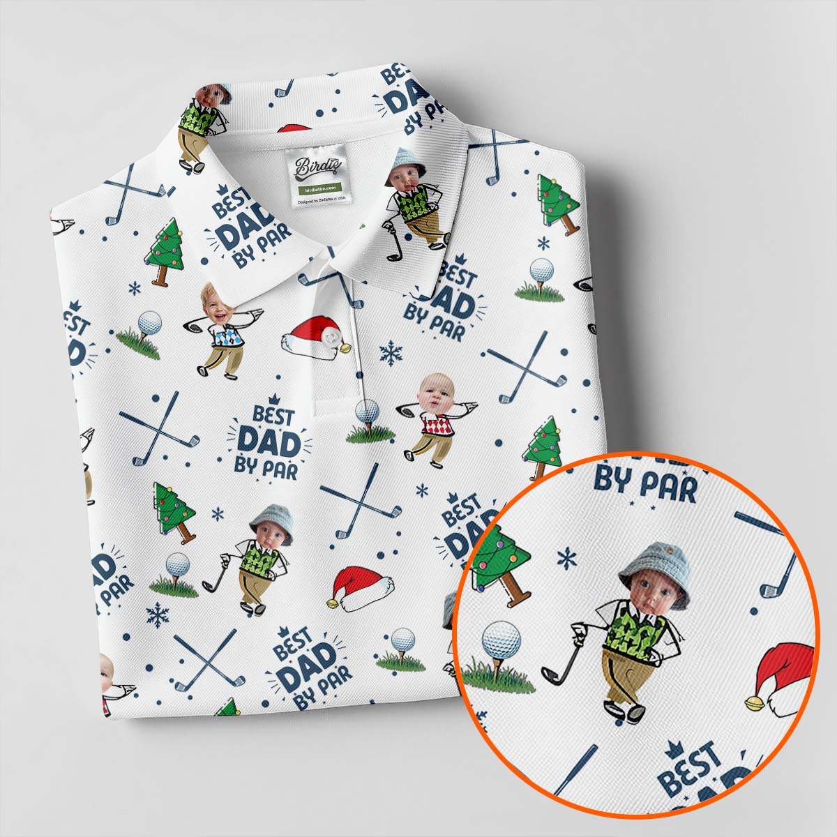 Custom Face Best Dad By Par White Golf Shirt, Christmas Golf Shirt, Ladies Golf Polos, Women's Polo Shirt