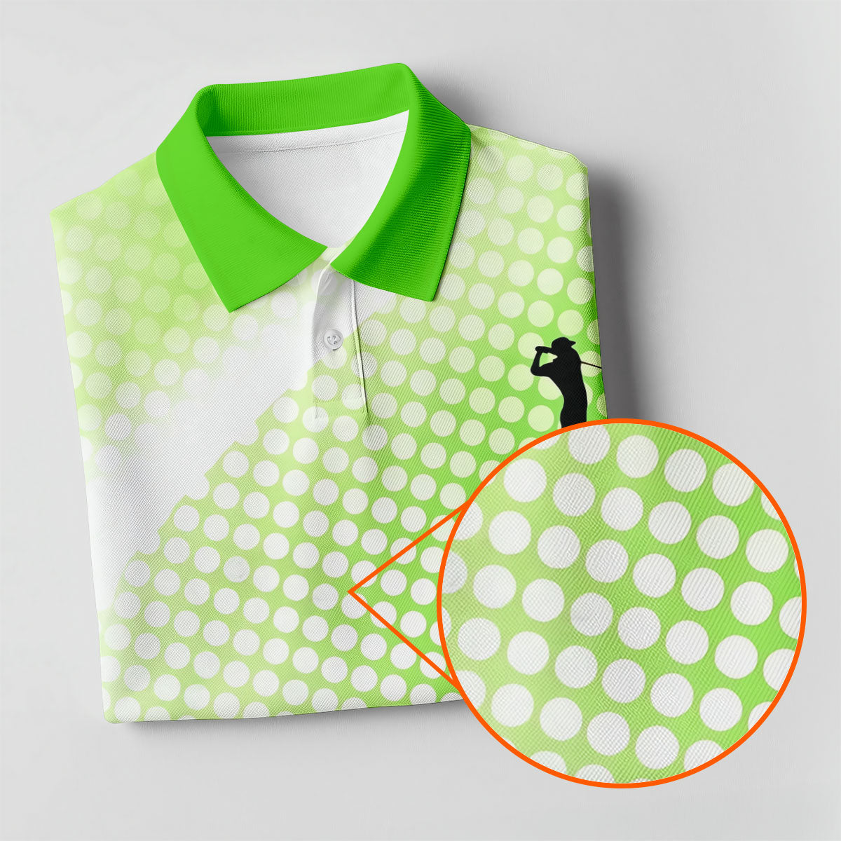 Green White Gradient Polka Dot Golf Shirt, Polo Shirts For Men, Golf Shirts For Men