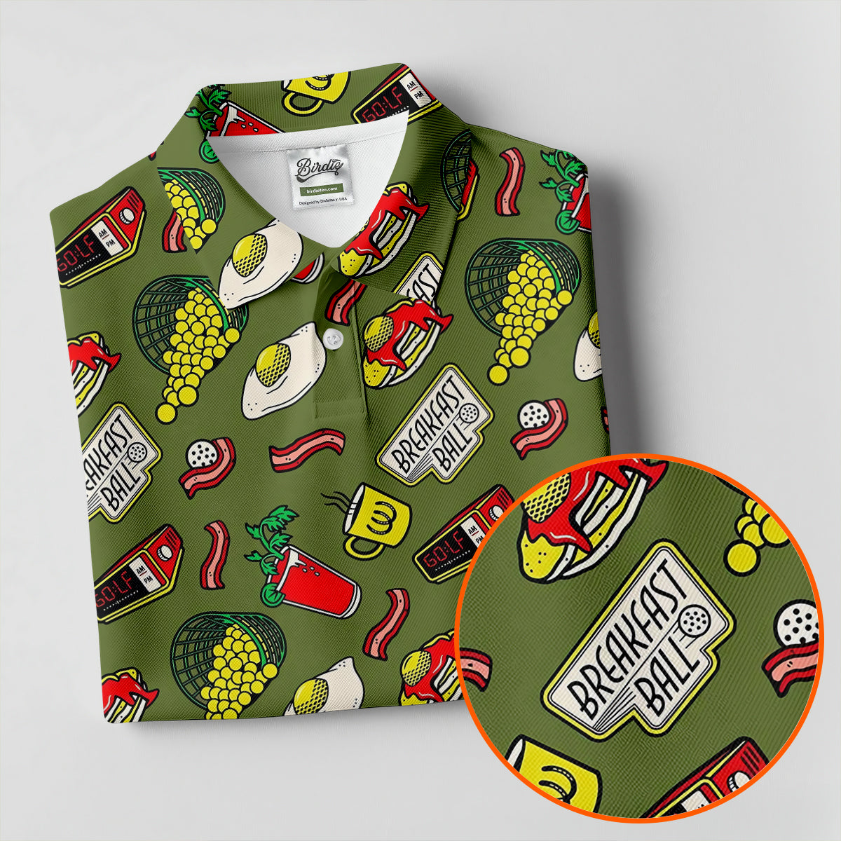 Breakfast Balls Golf Tops For Men, Men's Funny Golf Shirts, Golf Shirts For Men, Polo Shirtor Men