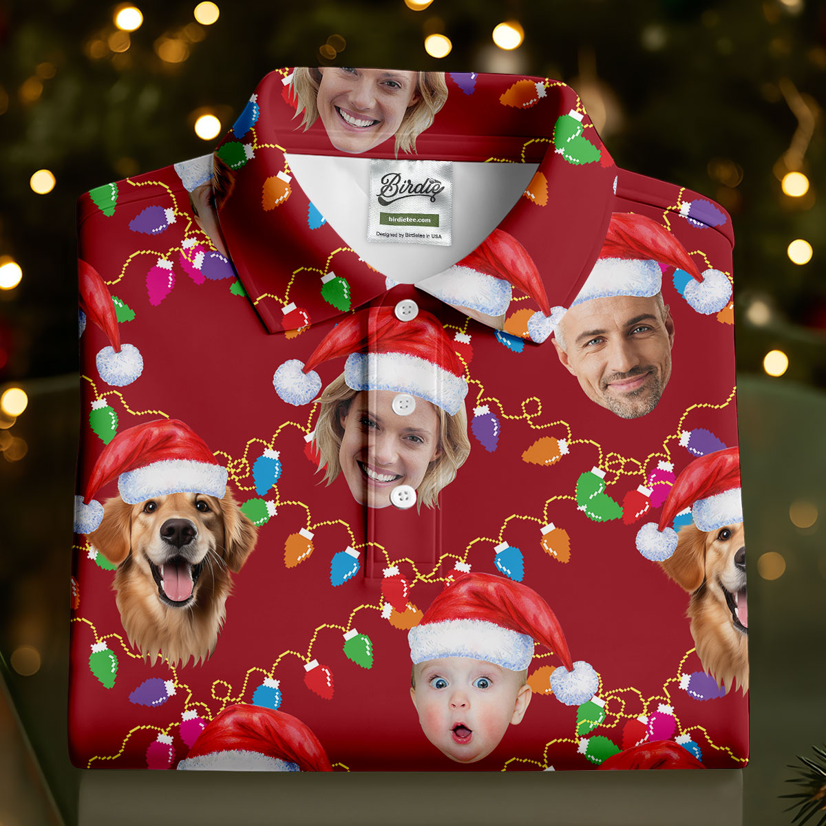 Custom Face Christmas Red Polo ShirtFunny Christmas Shirts For Family, Golf Gifts For Women