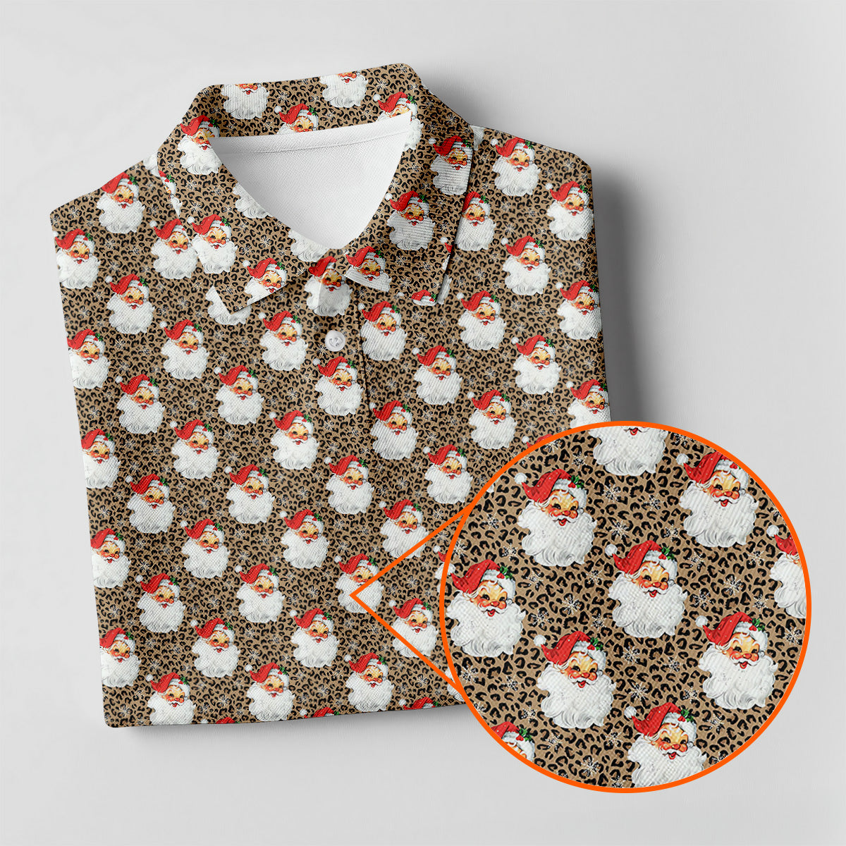 Leopard Santa Xmas Golf Shirt, Ladies Golf Tops, Retro Golf Shirt, Christmas Golf Shirt, Golf Shirt For Women