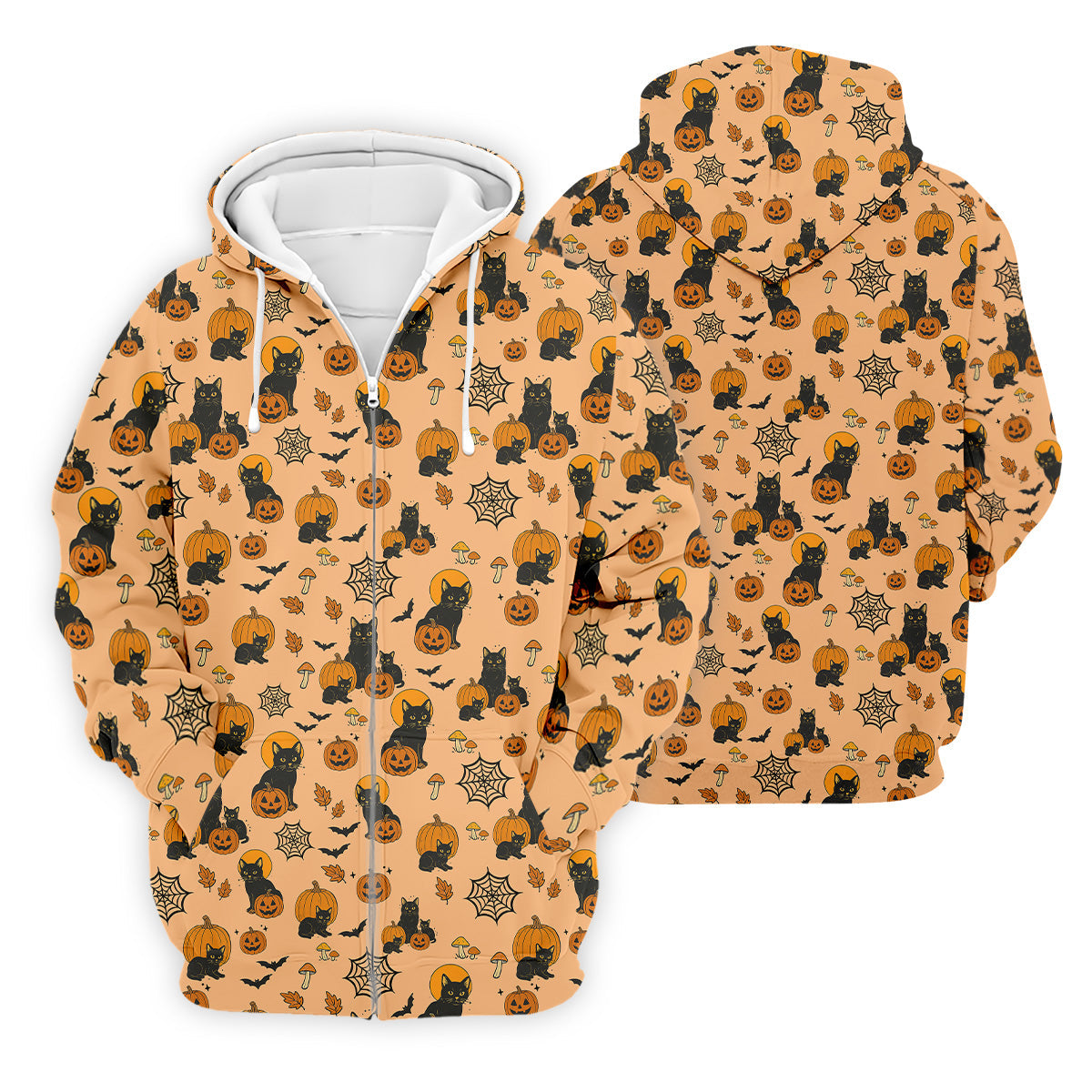 Black Cat Pumpkin Halloween Golf Shirt, Orange Golf Shirt, Mens Golf Polo Shirt Golfing Apparel